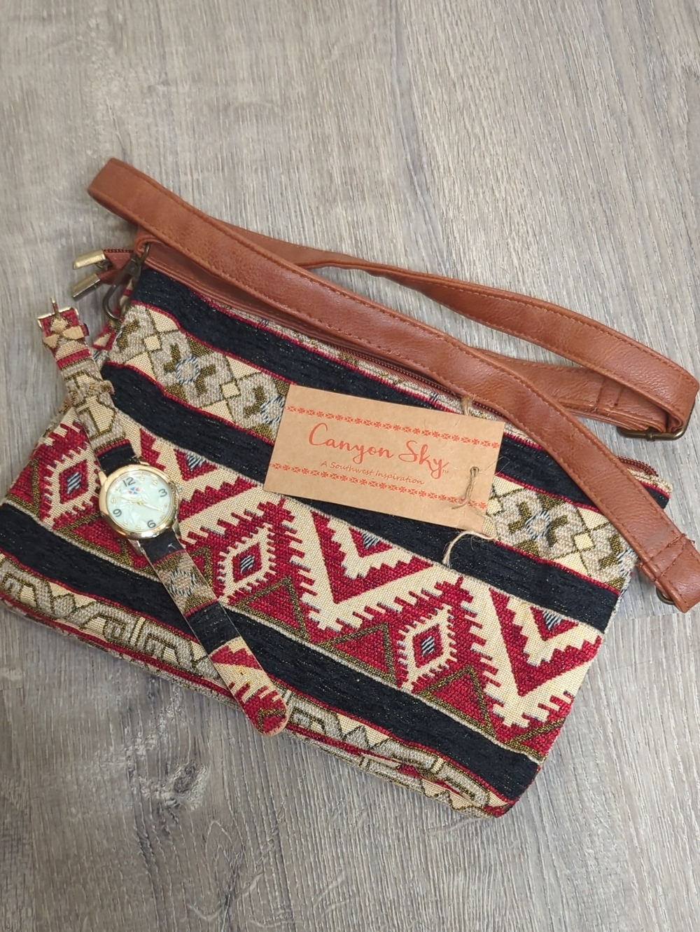 Southwestern Canyon Sky Aztec Tapestry Crossbody Purse